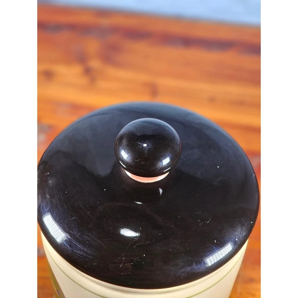 Vintage OGGI Tuscan Wine Label Ceramic Canister With Lid 8 In